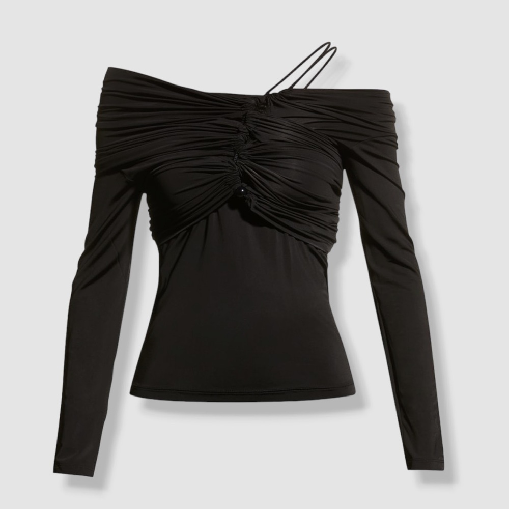 PALMER//HARDING Reunion One-Shoulder Jersey Top in Black